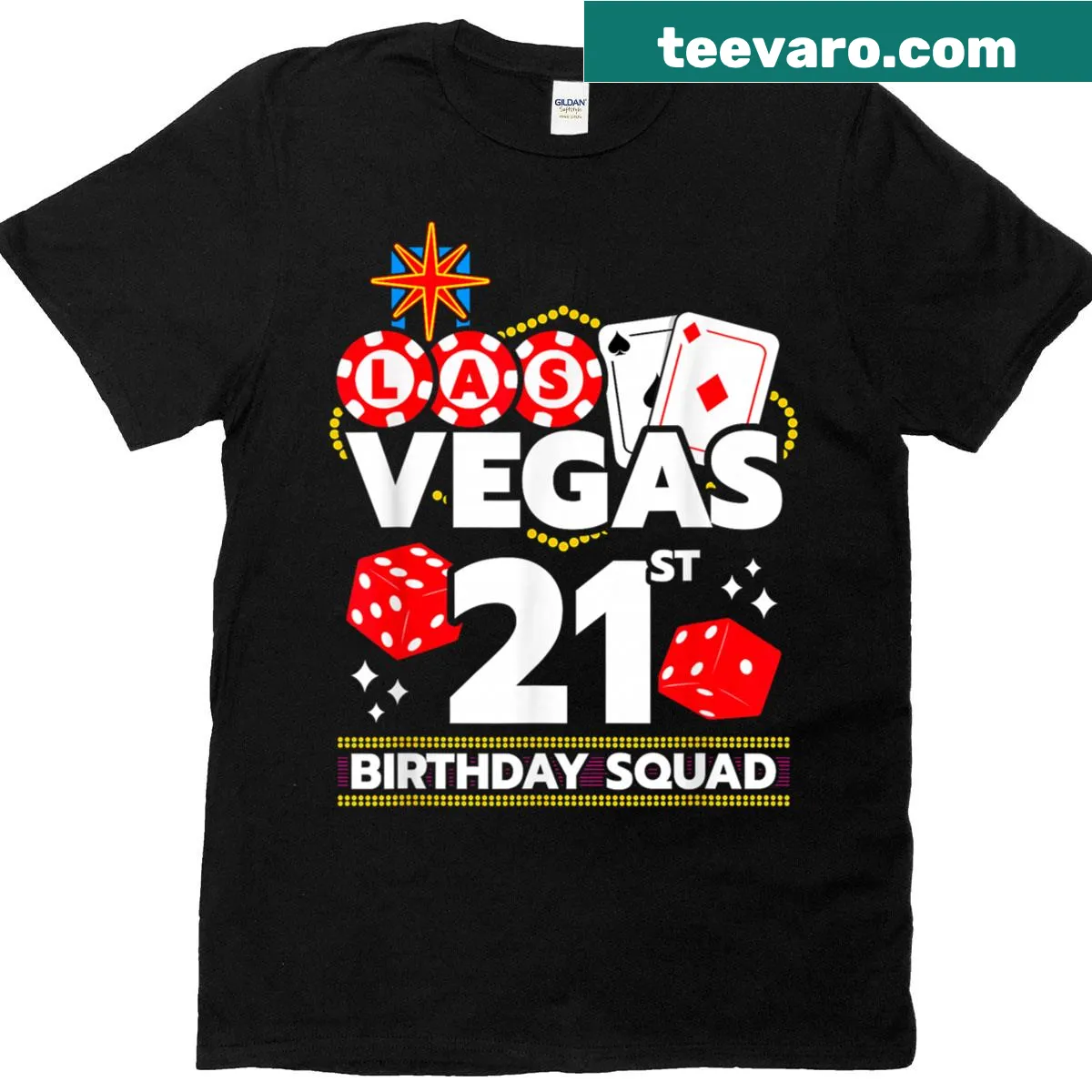 Bold T-shirt design for a 21st birthday celebration in Las Vegas — on a men's t-shirt