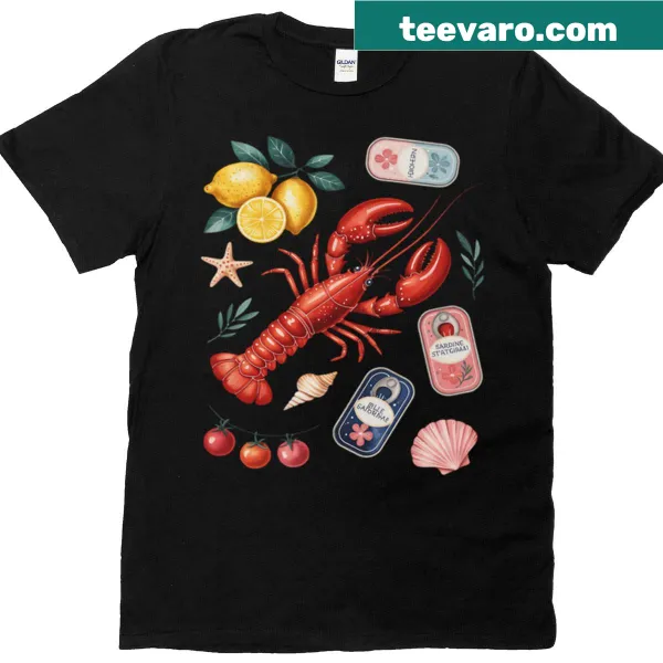 Cartoon fisherman T-shirt with a whimsical sardine design