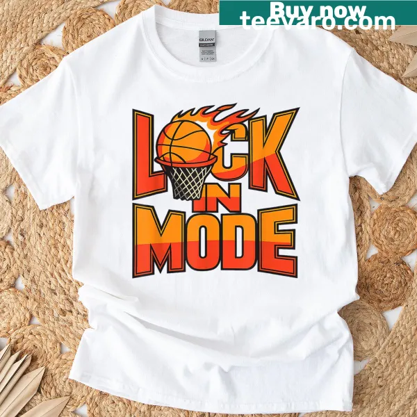 Bold basketball t-shirt with 'Lock In Mode' graphic