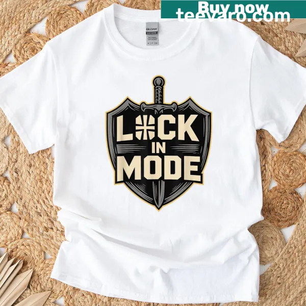 Typography t-shirt with the phrase 'Lock In Mode' for Christians