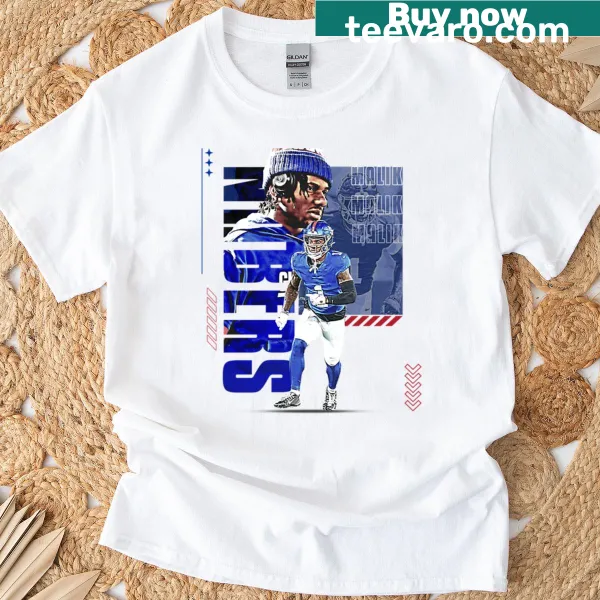 T-shirt with football player design in badge emblem style