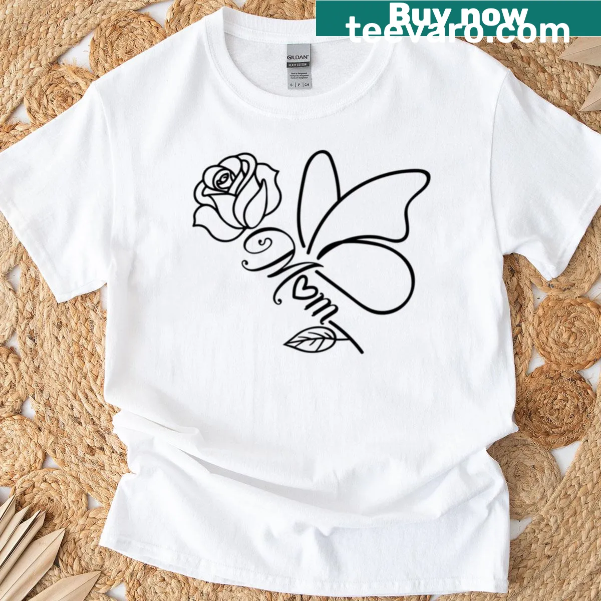 Elegant Mama Butterfly T-shirt celebrating motherhood with floral design — on a men's t-shirt