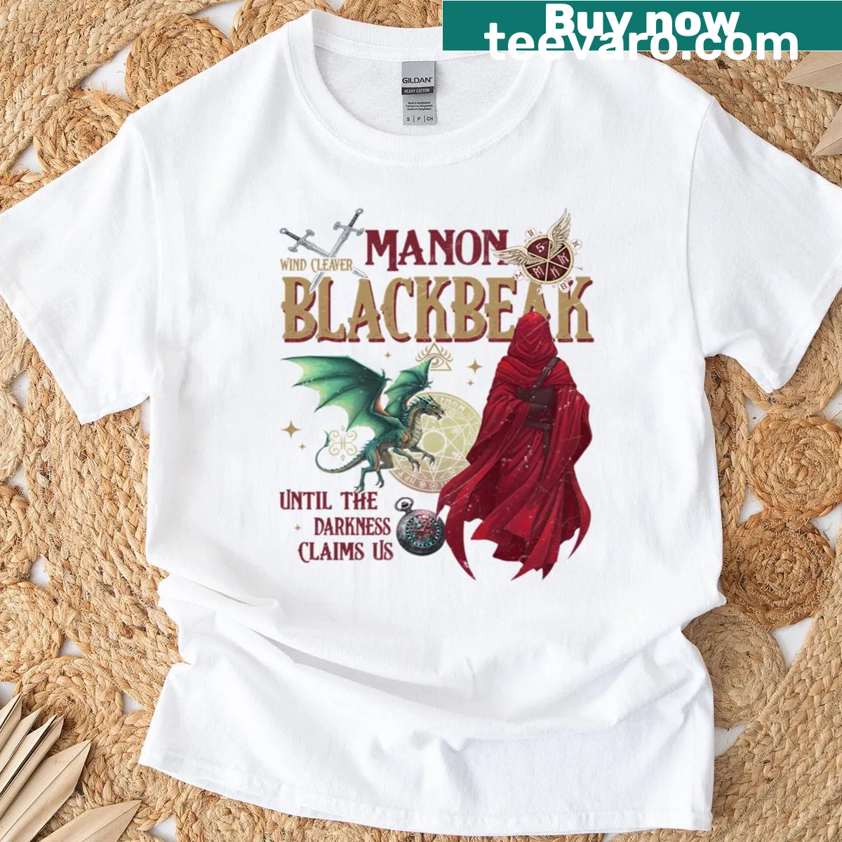 Illustration of Manon Blackbeak from Throne of Glass series — on a men's t-shirt