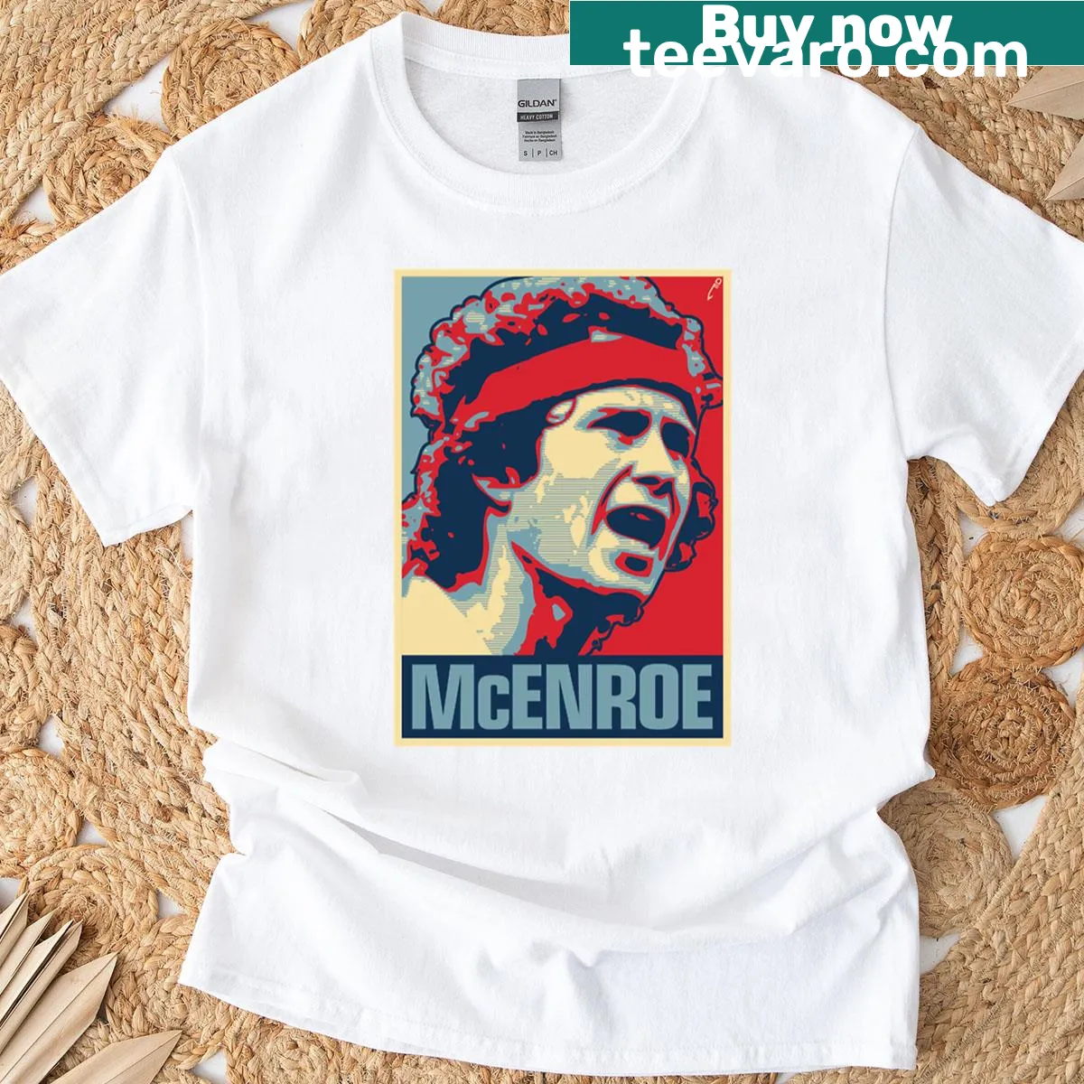 Pop art T-shirt featuring John McEnroe graphic — on a men's t-shirt