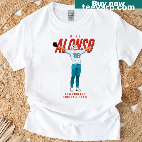 Mike Gesicki 88 T-shirt with New England Football graphics.