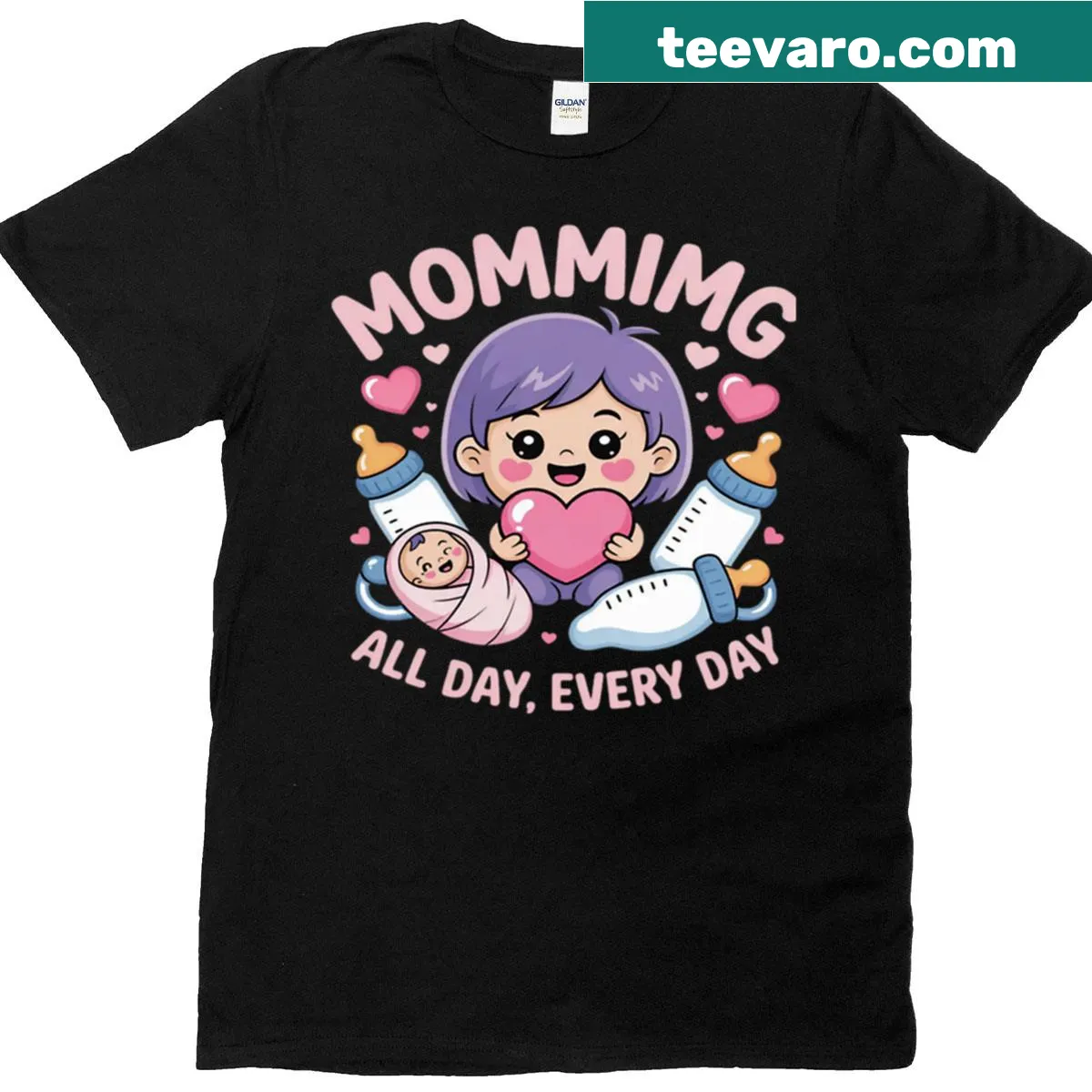 Funny t-shirt for busy moms with playful text design — on a men's t-shirt