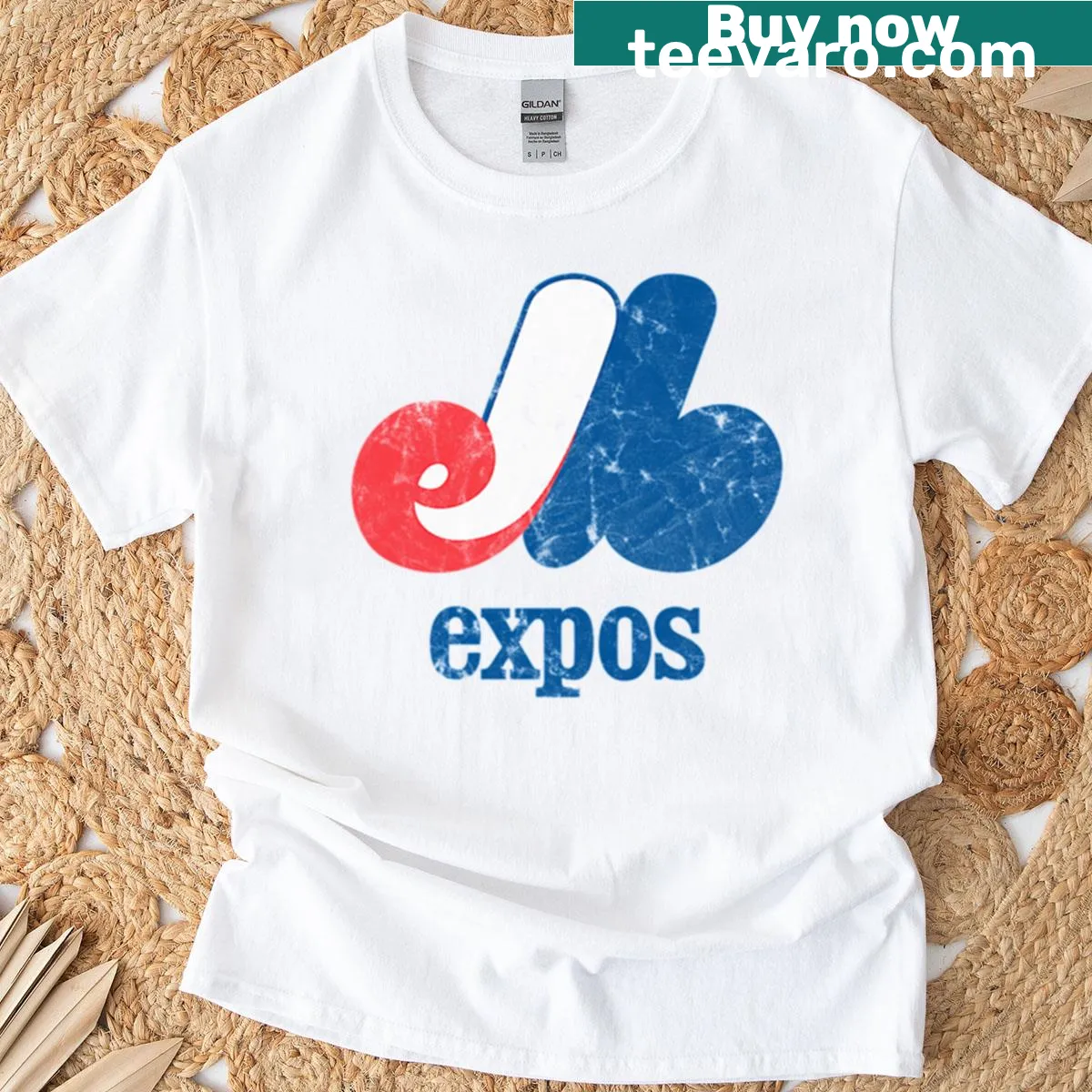 Montreal Expos t-shirt featuring classic baseball emblem — on a men's t-shirt