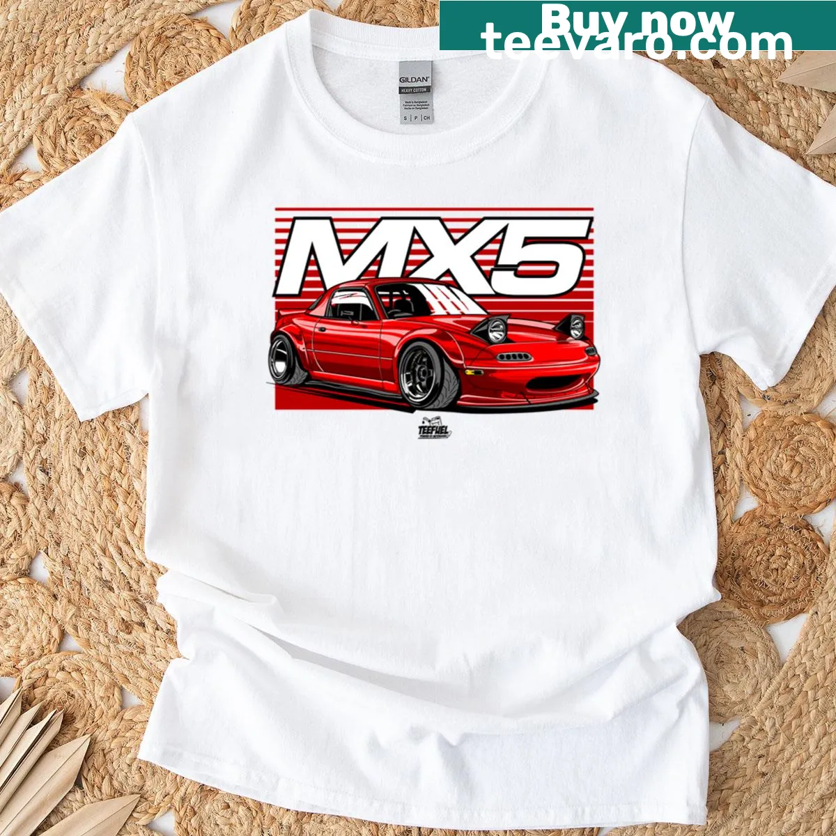 Artistic illustration of the Mx5 Roadster on a t-shirt — on a men's t-shirt