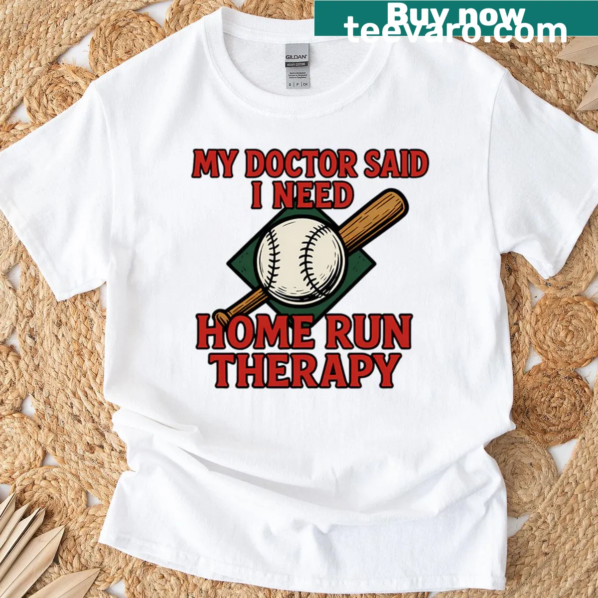 Funny baseball therapy t-shirt with humorous typography — on a men's t-shirt
