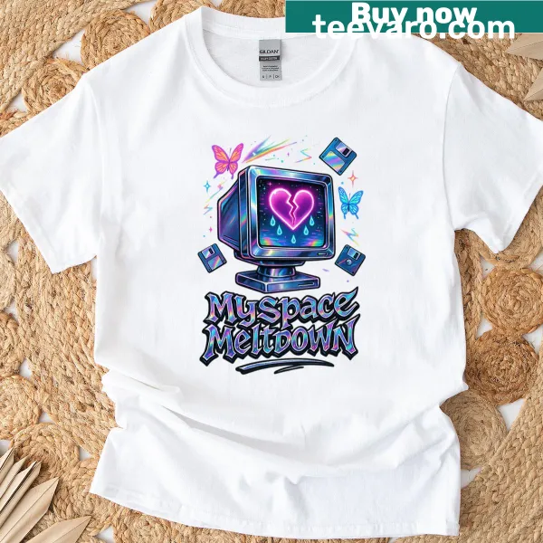 Nostalgic Myspace-themed t-shirt with playful graphics