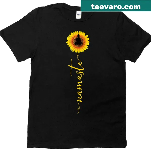 Yoga T-shirt with sunflower and Buddha graphic for meditation lovers