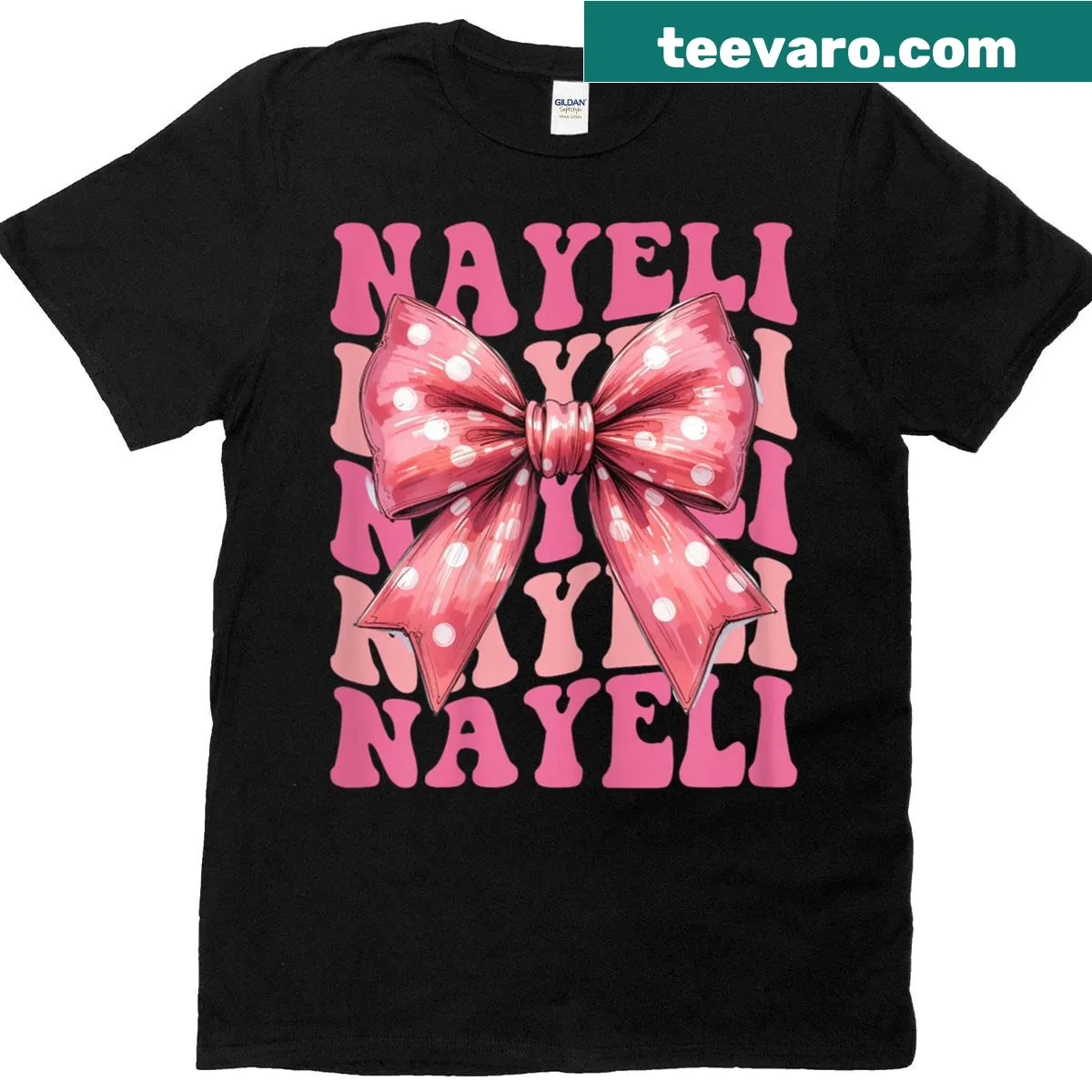 Coquette aesthetic T-shirt featuring the name Nayeli and a cute bow graphic — on a men's t-shirt