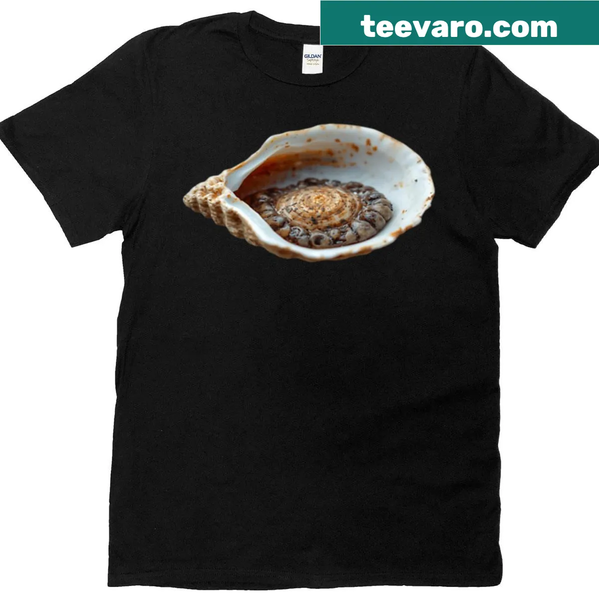 Illustration of a shell on a T-shirt — on a men's t-shirt