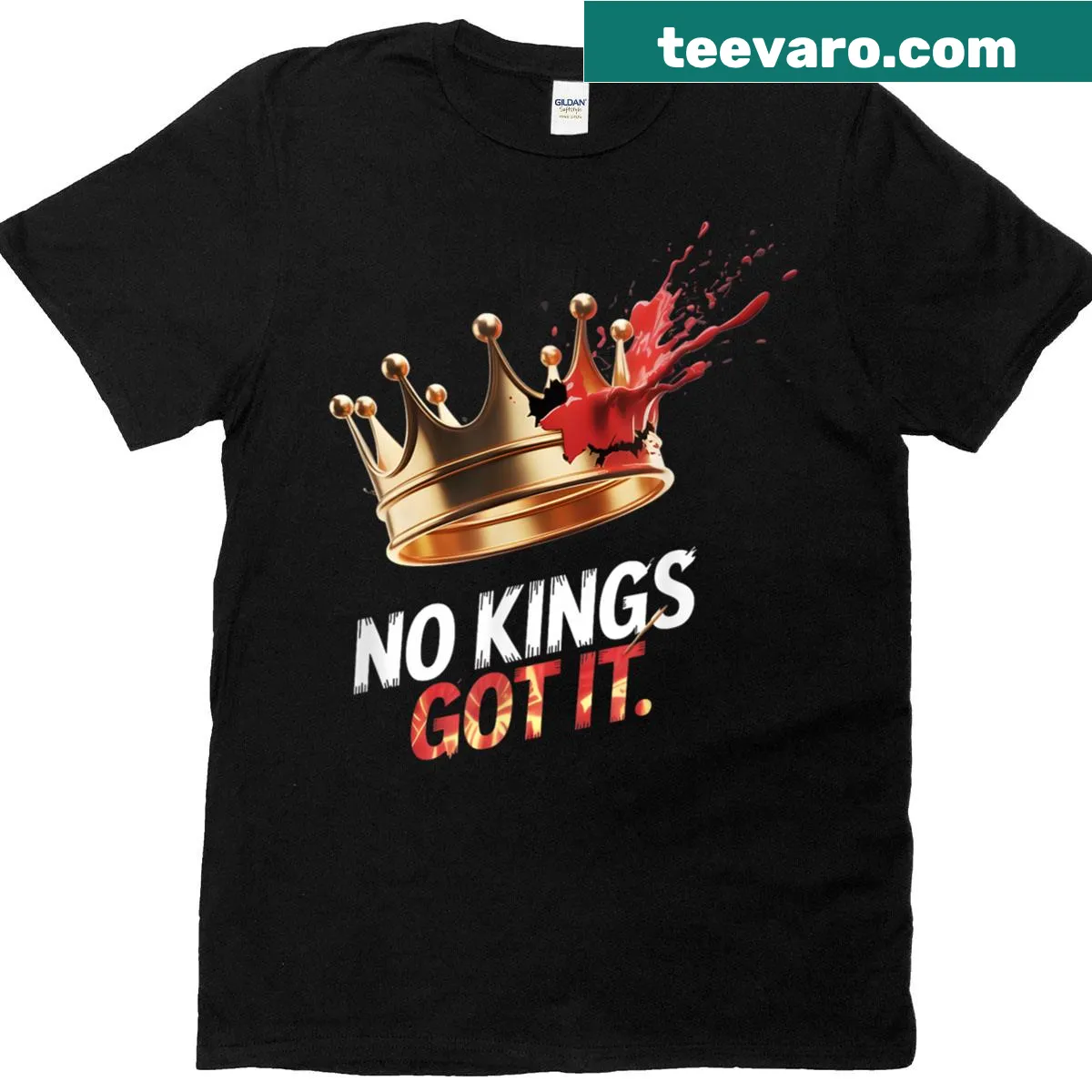 Bold T-shirt with the phrase 'No Kings Got It' promoting freedom — on a men's t-shirt