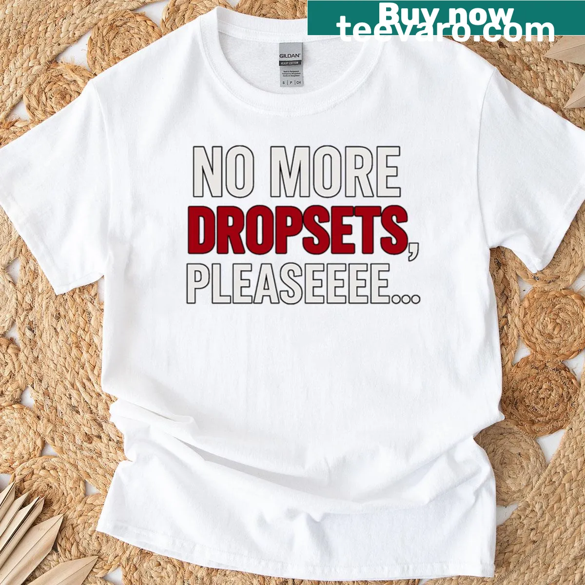 Fitness T-shirt with humorous motivational text about dropsets — on a men's t-shirt
