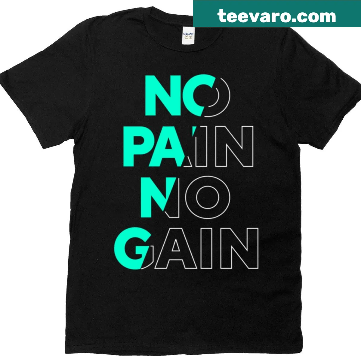 Inspirational T-shirt with the phrase 'No Pain No Gain' — on a men's t-shirt