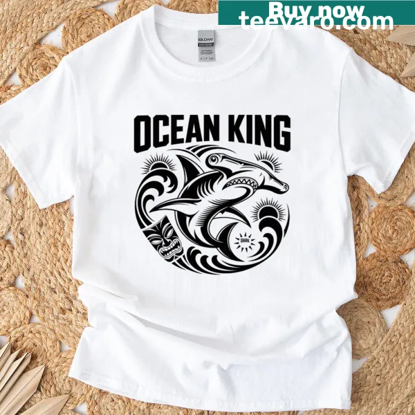 T-shirt featuring a powerful shark design representing ocean life