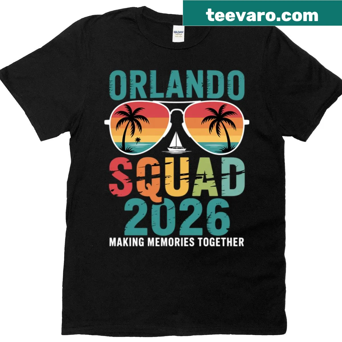 Matching group T-shirt for Orlando squad vacation in 2026 — on a men's t-shirt