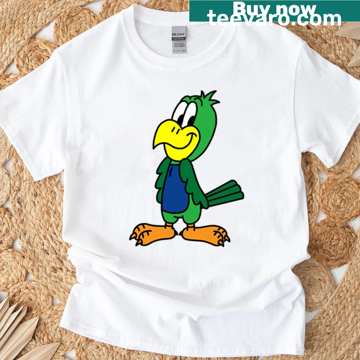 Charming illustration of a parrot on a T-shirt — on a men's t-shirt