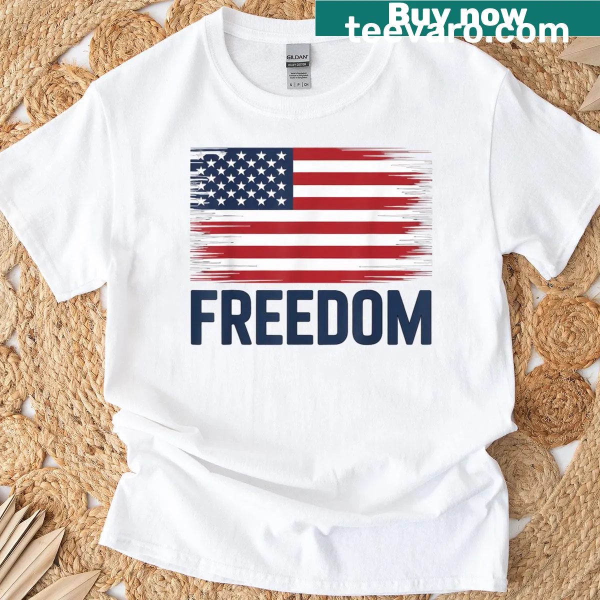 T-shirt expressing patriotic freedom with bold graphics — on a men's t-shirt