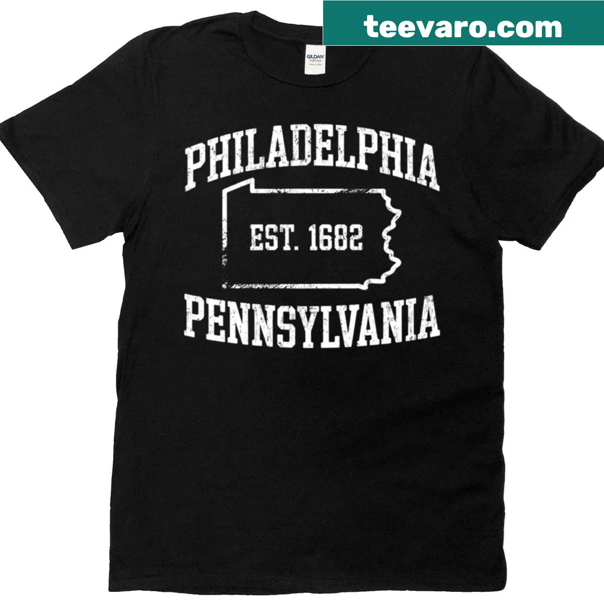 Vintage retro typography t-shirt celebrating Philadelphia sports — on a men's t-shirt