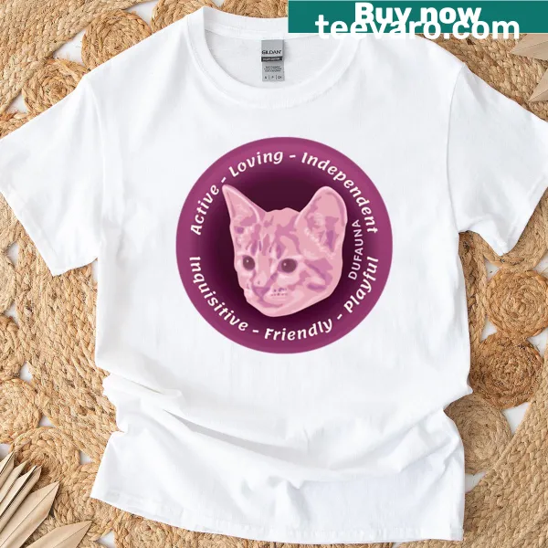 Illustration of beloved cat traits on a t-shirt