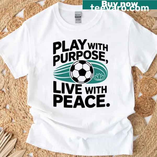 Inspirational typography promoting peace and soccer on a T-shirt