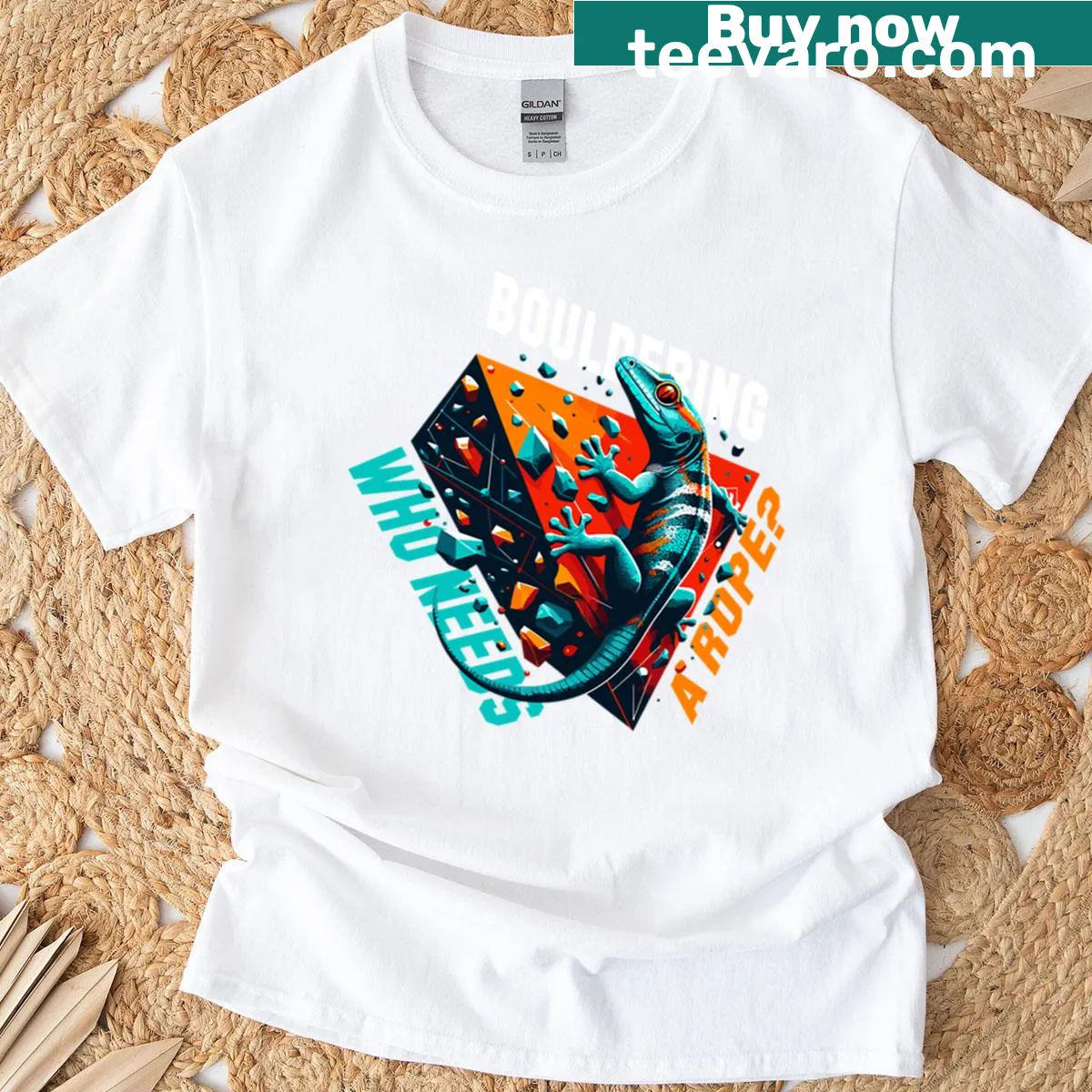 Funny design of a sloth pole dancer with palm leaves — on a men's t-shirt