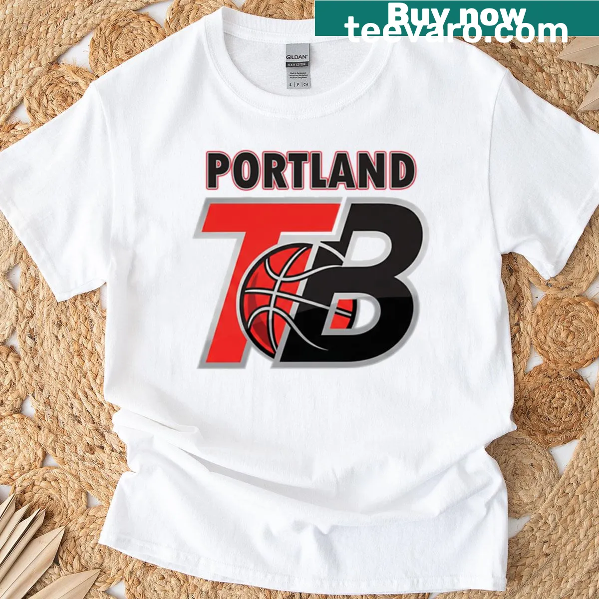 Bold typography design celebrating Portland basketball — on a men's t-shirt