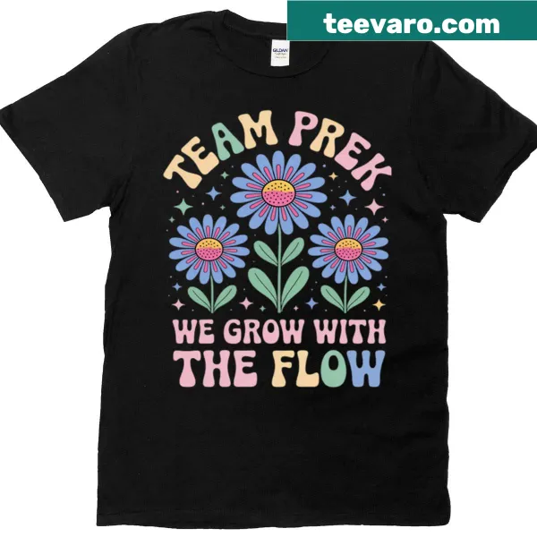 Illustrative T-shirt celebrating preschool teachers with growth theme