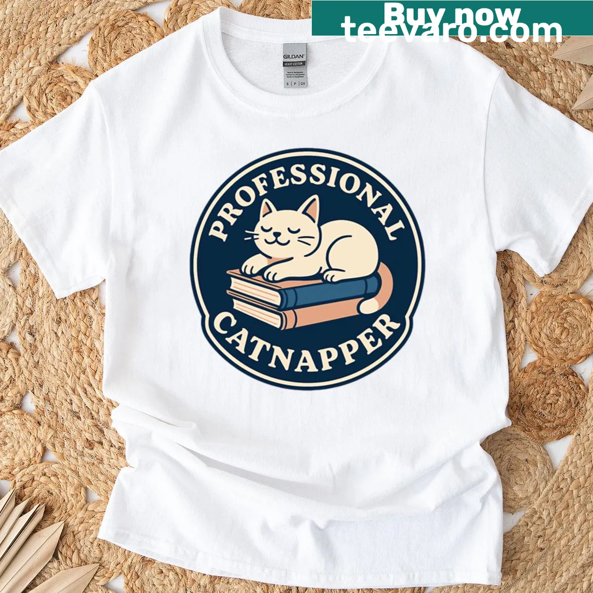 Funny typography design saying 'Professional Catnapper' for cat lovers — on a men's t-shirt