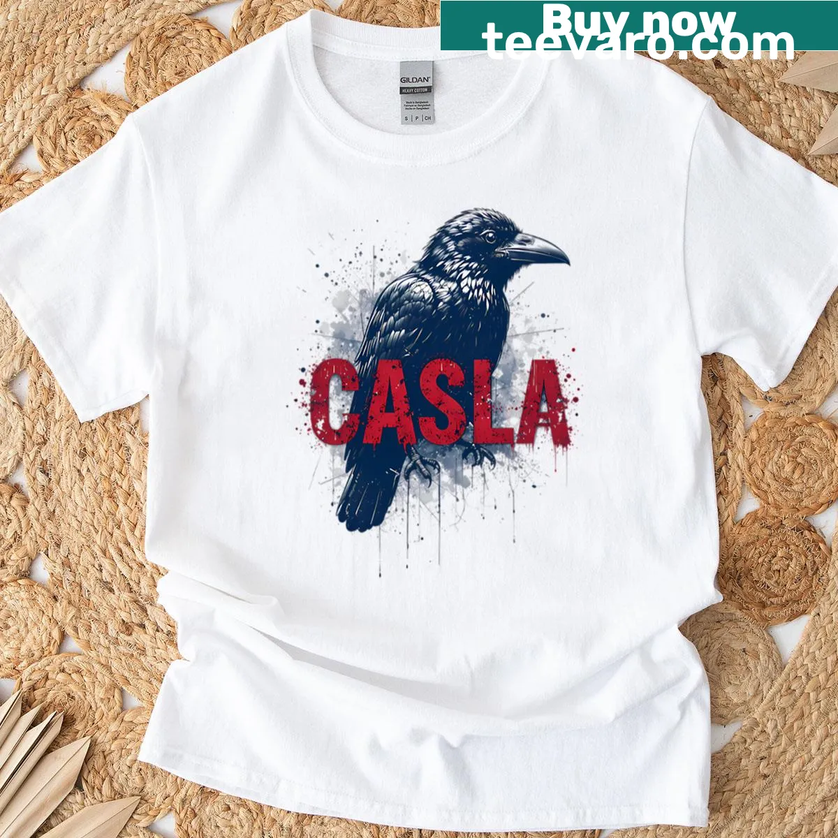 Illustration of a raven and San Lorenzo elements on soccer T-shirt — on a men's t-shirt