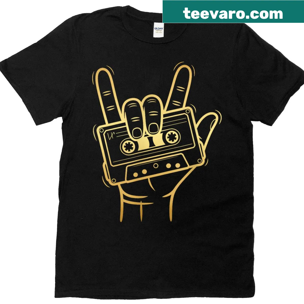 Retro cassette tape design t-shirt celebrating 80s and 90s nostalgia — on a men's t-shirt