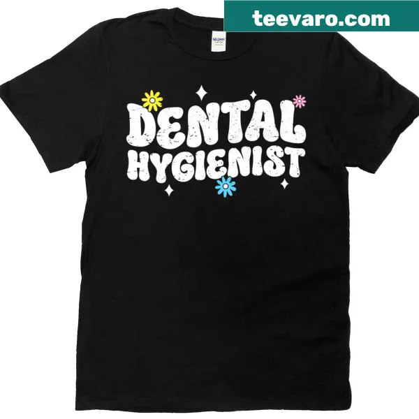 Vintage-style Dental Hygienist t-shirt with playful typography
