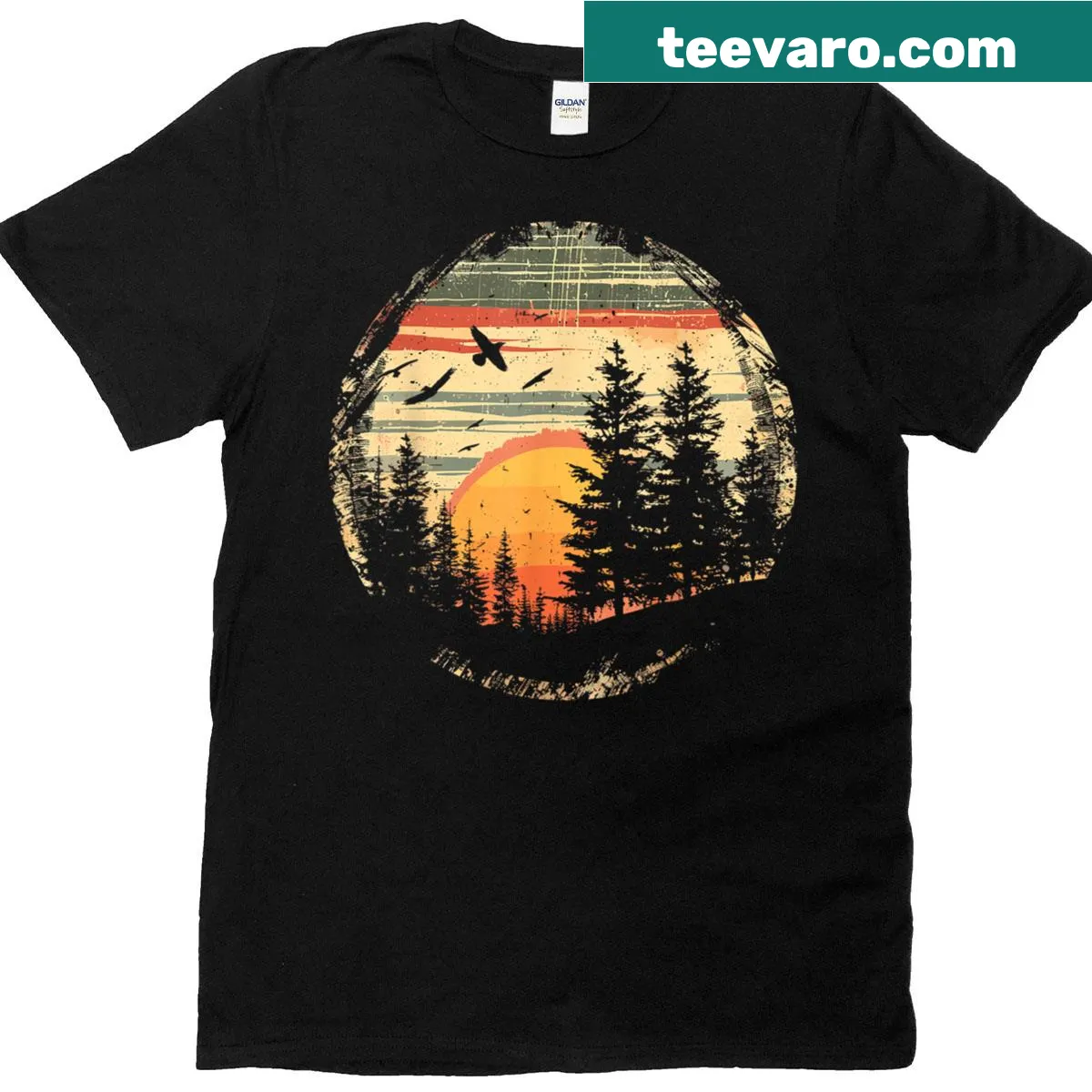 Vintage-style bear reflecting in water graphic on outdoor T-shirt — on a men's t-shirt
