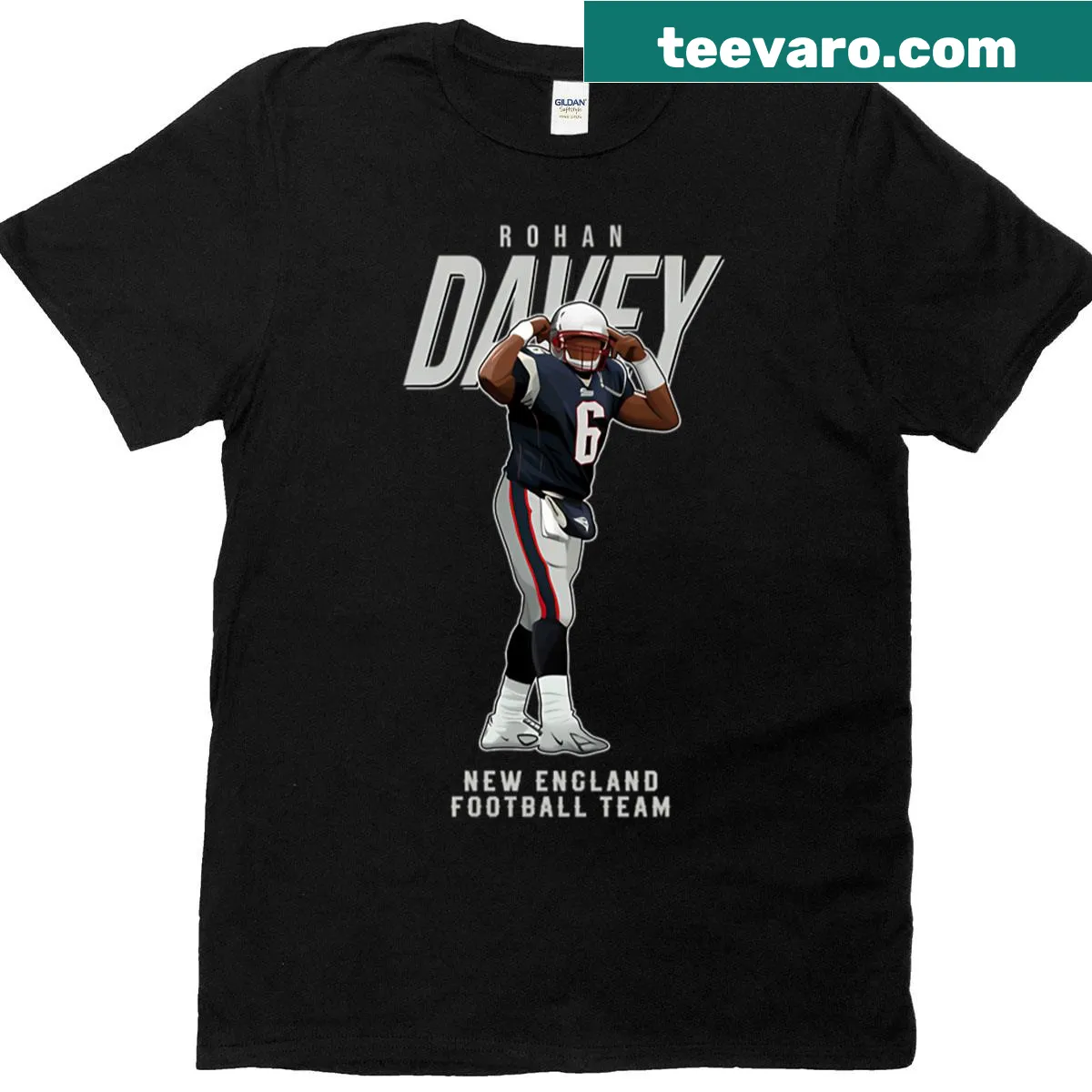 Vintage-style t-shirt featuring Rohan Davey and the number 6 — on a men's t-shirt