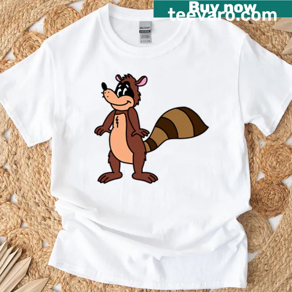 Illustration of a cheerful raccoon on a t-shirt