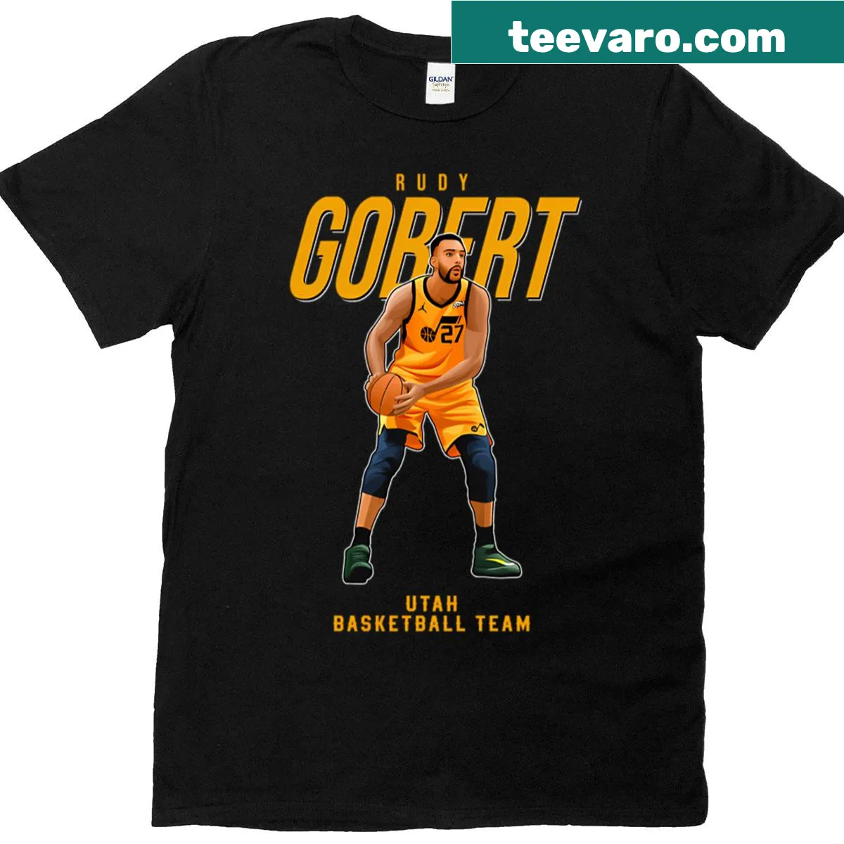 Rudy Gobert 27 Utah basketball team graphic T-shirt — on a men's t-shirt