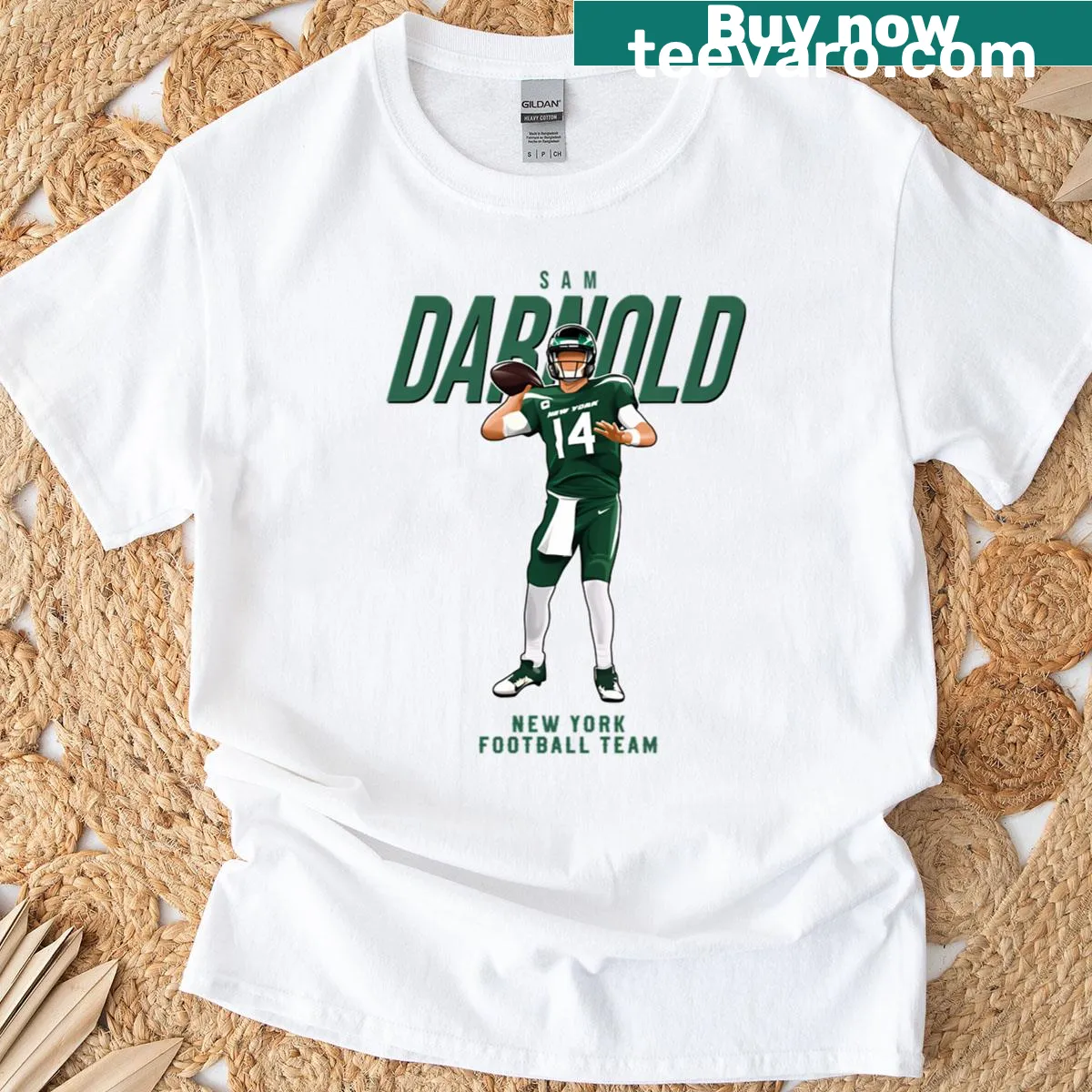 Playful t-shirt featuring Sam Darnold and the number 14 for football fans — on a men's t-shirt
