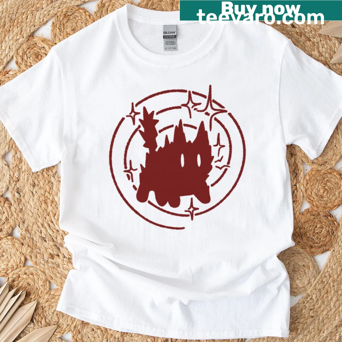 Funny Y2K-style shirt with a scared tomcat under a tail — on a men's t-shirt