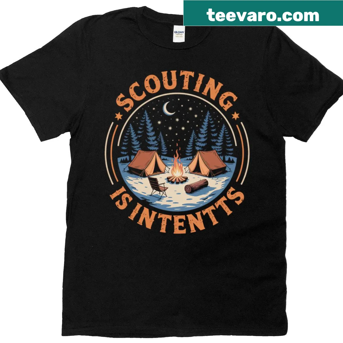 T-shirt featuring the phrase Scouting Is Intents for camping enthusiasts — on a men's t-shirt