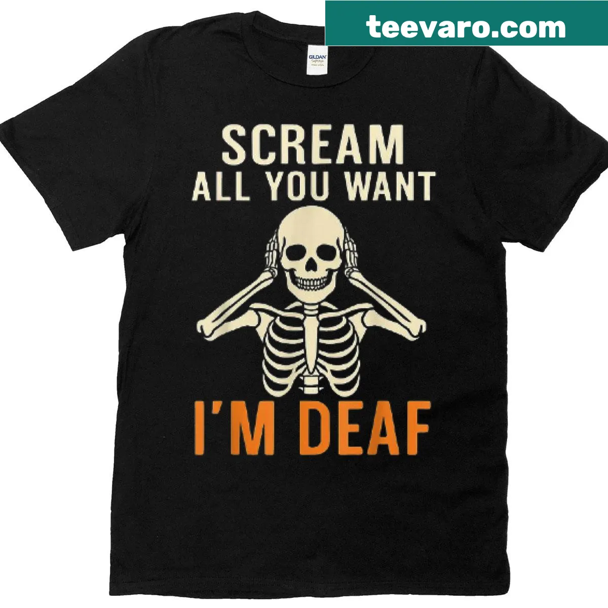 Funny skeleton graphic t-shirt for Halloween with humorous text — on a men's t-shirt