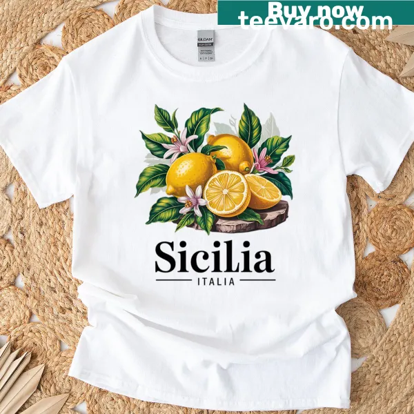 Illustration of lemons on a Sicily-themed T-shirt