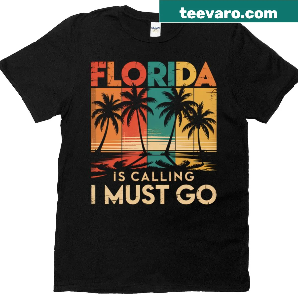Illustrated Siesta Key beach scene for vacation enthusiasts. — on a men's t-shirt