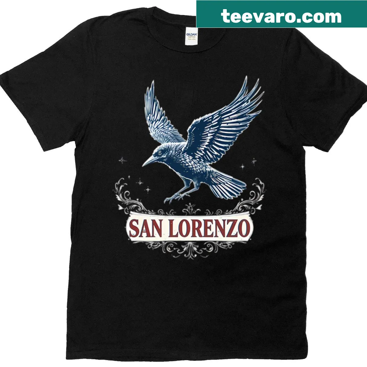 Sky Cuervo Boedo Casla themed T-shirt with team emblem design — on a men's t-shirt