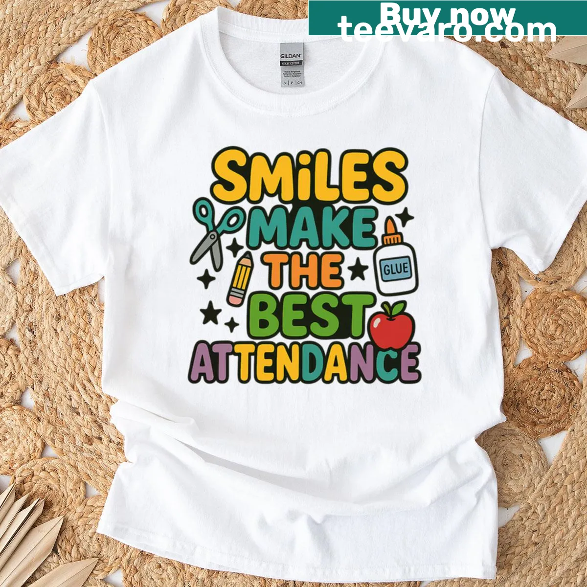 Cute teacher t-shirt with a positive message about smiles — on a men's t-shirt
