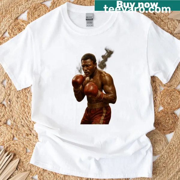 Illustration of boxing legend Joe Frazier on T-shirt