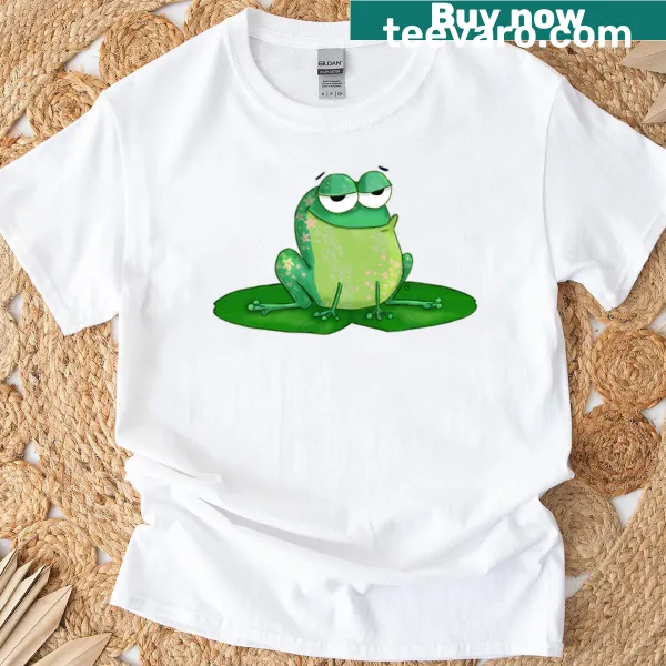 Cartoon smug frog design on a T-shirt