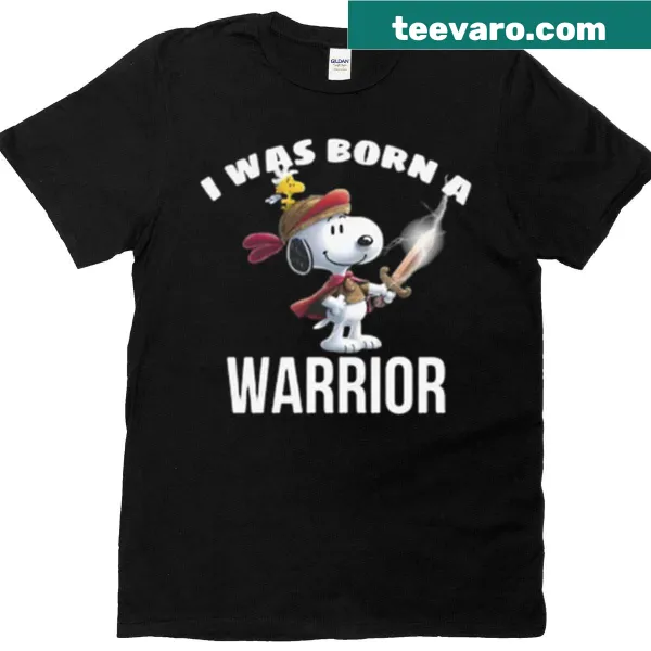 T-shirt featuring Snoopy and Woodstock in a playful warrior design