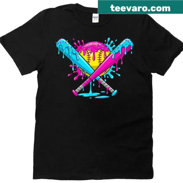 Funny softball player t-shirt featuring ice cream and playful graphics